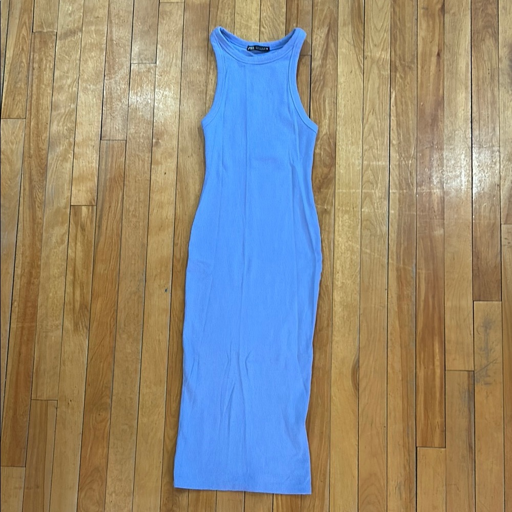 ZARA sleeveless midi dress blue small
